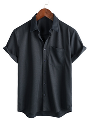 Chemise en Coton à Manches Courtes et Boutonnage pour Hommes, Style Décontracté, Coupe Lâche, Plage