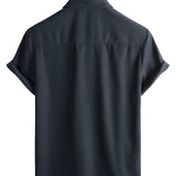 Chemise en Coton à Manches Courtes et Boutonnage pour Hommes, Style Décontracté, Coupe Lâche, Plage