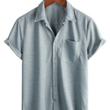 Chemise en Coton à Manches Courtes et Boutonnage pour Hommes, Style Décontracté, Coupe Lâche, Plage