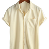 Chemise en Coton à Manches Courtes et Boutonnage pour Hommes, Style Décontracté, Coupe Lâche, Plage