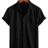 Chemise en Coton à Manches Courtes et Boutonnage pour Hommes, Style Décontracté, Coupe Lâche, Plage