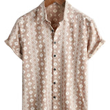 Chemise pour Homme à Manches Courtes de Style Vintage, Rayures Brunes des Années 70