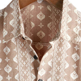 Chemise pour Homme à Manches Courtes de Style Vintage, Rayures Brunes des Années 70