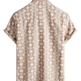 Chemise pour Homme à Manches Courtes de Style Vintage, Rayures Brunes des Années 70