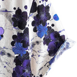 Chemise en Coton Retro Bleue à Fleurs pour l'Été à Manches Courtes