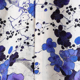 Chemise en Coton Retro Bleue à Fleurs pour l'Été à Manches Courtes