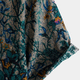 Chemise Homme à Manches Courtes en Coton de Style Rétro avec Motif Floral, Respirante