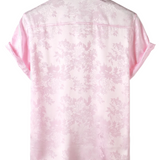 Chemise Homme à Manches Courtes en Satin de Coton à Motif Floral Décontractée