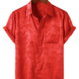 Chemise Homme à Manches Courtes en Satin de Coton à Motif Floral Décontractée