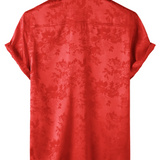 Chemise Homme à Manches Courtes en Satin de Coton à Motif Floral Décontractée