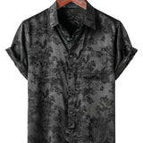 Chemise Homme à Manches Courtes en Satin de Coton à Motif Floral Décontractée