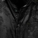 Chemise Homme à Manches Courtes en Satin de Coton à Motif Floral Décontractée