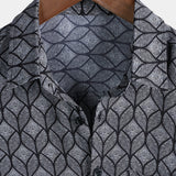Chemise à Manches Courtes en Coton avec Poche au Motif Géométrique Rétro pour Hommes
