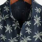 Chemise Hawaïenne à Manches Courtes en Coton avec Motif de Palmiers pour Hommes