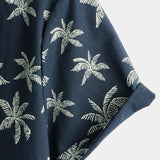 Chemise Hawaïenne à Manches Courtes en Coton avec Motif de Palmiers pour Hommes