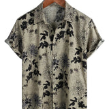 Chemise en Coton Vintage pour Homme à Manches Courtes avec Motif Floral Rétro