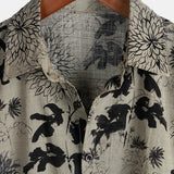 Chemise en Coton Vintage pour Homme à Manches Courtes avec Motif Floral Rétro