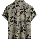 Chemise en Coton Vintage pour Homme à Manches Courtes avec Motif Floral Rétro