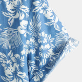 Chemise Aloha à Manches Courtes avec Motif Floral Tropical Bleu pour Hommes