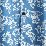 Chemise Aloha à Manches Courtes avec Motif Floral Tropical Bleu pour Hommes