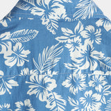 Chemise Aloha à Manches Courtes avec Motif Floral Tropical Bleu pour Hommes