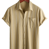 Chemise Hawaïenne Masculine Vintage en Coton à Rayures avec Boutons sur la Poitrine