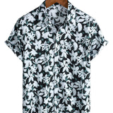 Chemise en Coton pour les Vacances au Style Tropical avec Motif Floral, Manches Courtes pour Hommes