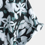 Chemise en Coton pour les Vacances au Style Tropical avec Motif Floral, Manches Courtes pour Hommes