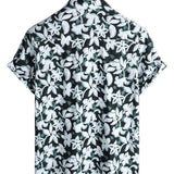 Chemise en Coton pour les Vacances au Style Tropical avec Motif Floral, Manches Courtes pour Hommes