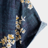 Chemise Casual pour Homme à Manches Courtes avec Motif Floral en Coton