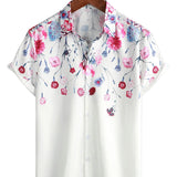Chemises à Fleurs en Coton pour Hommes, T-shirt d'Été à Motif Floral et à Manches Courtes