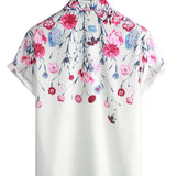 Chemises à Fleurs en Coton pour Hommes, T-shirt d'Été à Motif Floral et à Manches Courtes