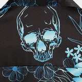 Chemise à Manches Courtes en Coton avec Boutons Crâne Floral Bleue Décontractée pour Hommes