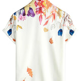 Chemise d'Été en Coton pour Homme à Fleurs, Manches Courtes, Avec Boutons, Pour les Vacances