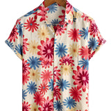 Chemise Hawaïenne pour Homme à Manches Courtes avec des Fleurs de Marguerite pour l'Été à la Plage