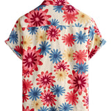 Chemise en Coton pour Homme à Fleurs de Marguerite pour l'Été, la Plage et les Vacances, Manches Courtes, Style Hawaïen