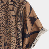 Chemise pour Homme en Coton Style Rétro Vintage avec Boutons pour Vacances à la Plage à Manches Courtes