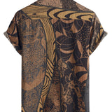 Chemise pour Homme en Coton Style Rétro Vintage avec Boutons pour Vacances à la Plage à Manches Courtes