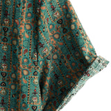 Chemise Vintage en Coton pour Homme avec Motif Paisley des Années 70, Verte, Boho, Rétro, Tribal, à Manches Courtes