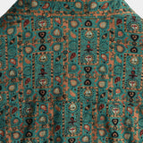 Chemise Vintage en Coton pour Homme avec Motif Paisley des Années 70, Verte, Boho, Rétro, Tribal, à Manches Courtes