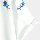 Chemise Casual à Manches Courtes en Coton avec Boutons pour Hommes en Bleu avec Motif Floral
