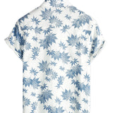 Chemise à Manches Courtes en Coton Respirant avec Motif de Feuille d'Érable pour Hommes