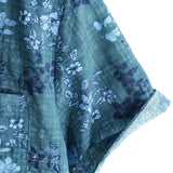 Chemise Retro en Coton Casual à Manches Courtes avec Poche Fleurie en Couleur Bleue pour Hommes