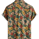 Chemise à manches courtes en coton respirant avec un imprimé botanique vintage pour hommes