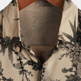 Chemise d'été hawaïenne en coton vintage avec motif floral pour hommes, à manches courtes