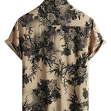 Chemise d'été hawaïenne en coton vintage avec motif floral pour hommes, à manches courtes