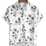 Chemise Aloha à Manches Courtes en Coton avec Motif Tropical d'Ananas et de Palmier pour Hommes