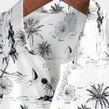 Chemise Aloha à Manches Courtes en Coton avec Motif Tropical d'Ananas et de Palmier pour Hommes