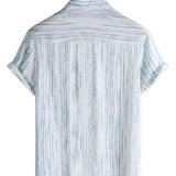 Chemise à Manches Courtes en Coton avec Poche pour Hommes à Rayures Noires, Respirante