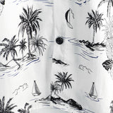 Chemise Aloha à Manches Courtes en Coton avec Motif Tropical d'Ananas et de Palmier pour Hommes